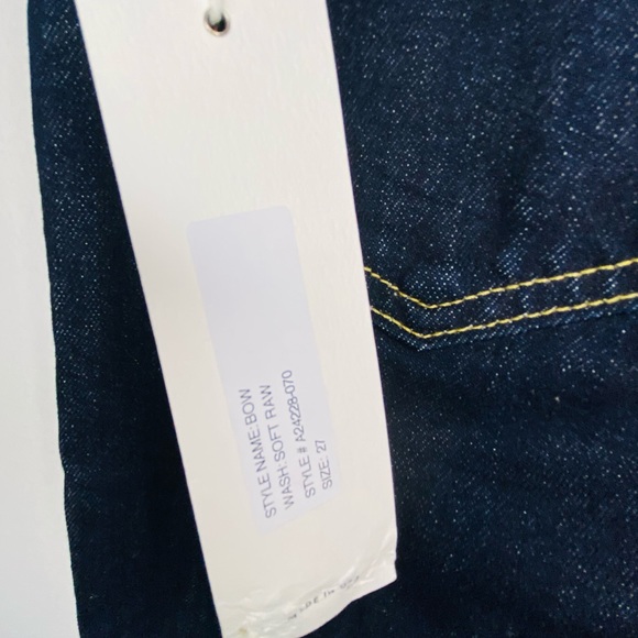 NWT AMO Bow Mid-Rise Straight Dark Blue Cropped Jeans - Picture 8 of 9